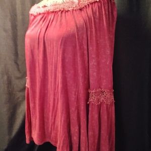 Burgundy/ dark pink off shoulder